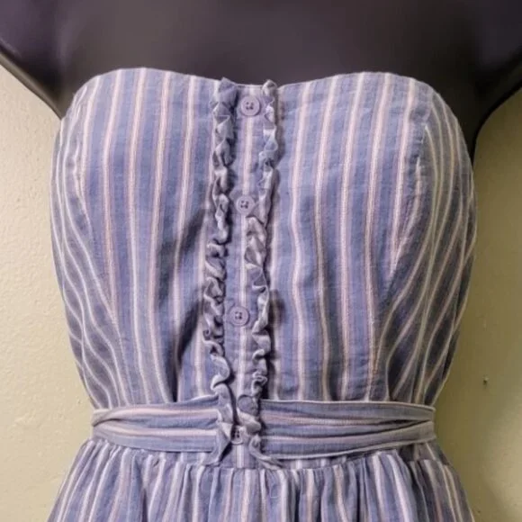 White & Blue Striped Strapless Mossimo Supply Co. Dress, Size L - Picture 2 of 10
